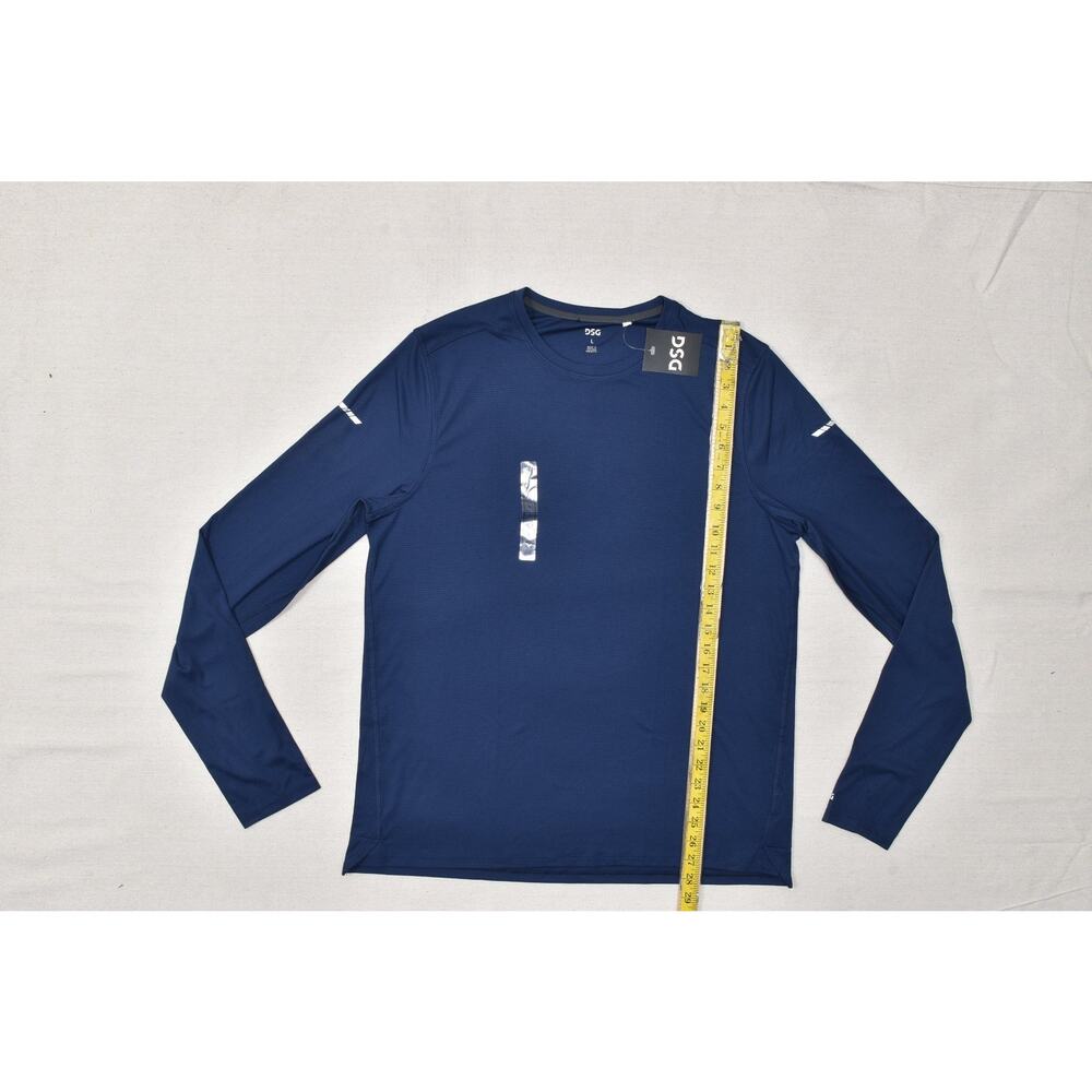 DSG Men's Stride Long Sleeve Run Tee Regular Size L University Navy Blue NEW - Picture 5 of 8